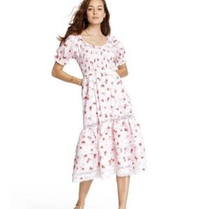 LoveShackFancy x Target Cosette Floral Ruffle Midi Dress In White Women's Sz S